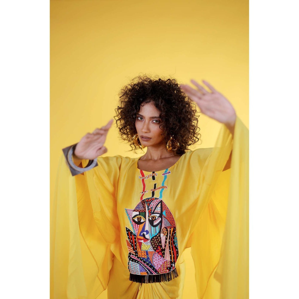 Firki by Sweta Yellow Asha Top with Skirt (Set of 2)