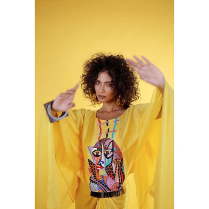 Firki by Sweta Yellow Asha Top with Skirt (Set of 2)