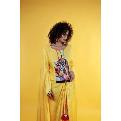 Firki by Sweta Yellow Asha Top with Skirt (Set of 2)