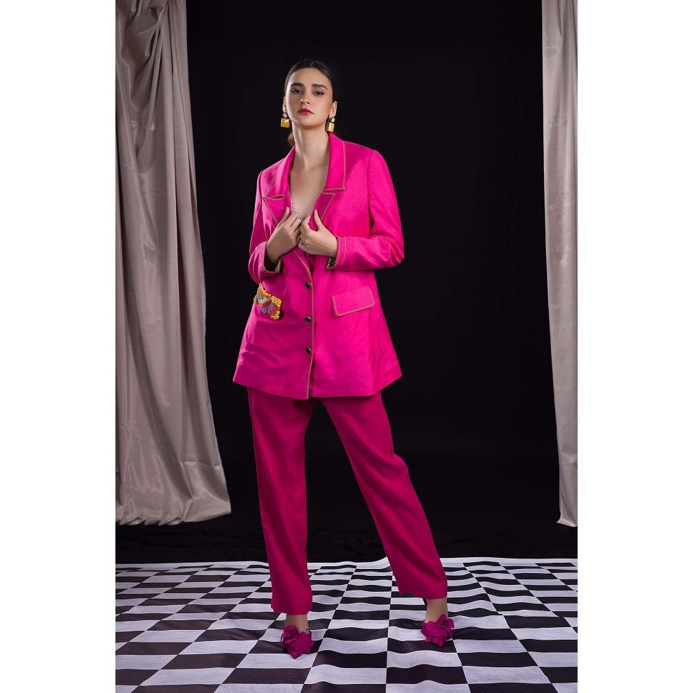 Firki by Sweta Pink Rose Pant Suit Co-Ord (Set of 2)