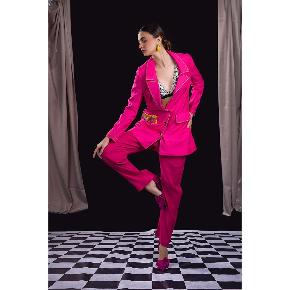 Firki by Sweta Pink Rose Pant Suit Co-Ord (Set of 2)
