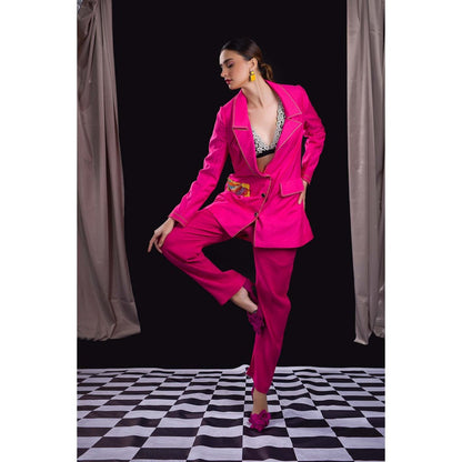 Firki by Sweta Pink Rose Pant Suit Co-Ord (Set of 2)