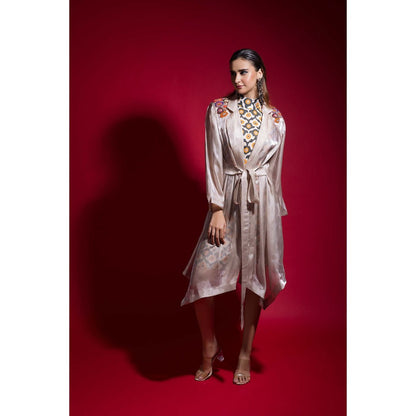 Firki by Sweta Multi-Colour Moonlight Midi Dress with Jacket (Set of 2)