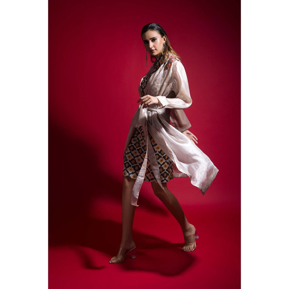 Firki by Sweta Multi-Colour Moonlight Midi Dress with Jacket (Set of 2)