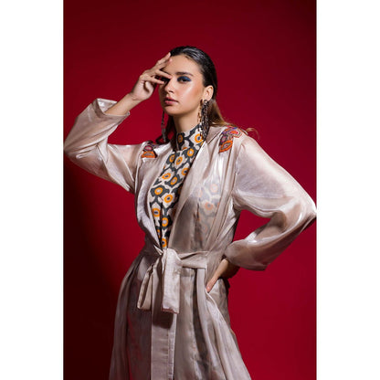Firki by Sweta Multi-Colour Moonlight Midi Dress with Jacket (Set of 2)