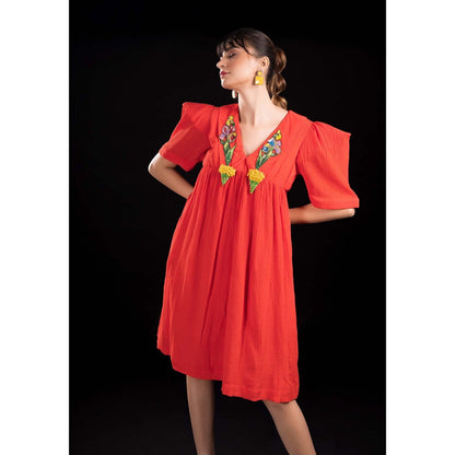 Firki by Sweta Red Lady Bird Dress
