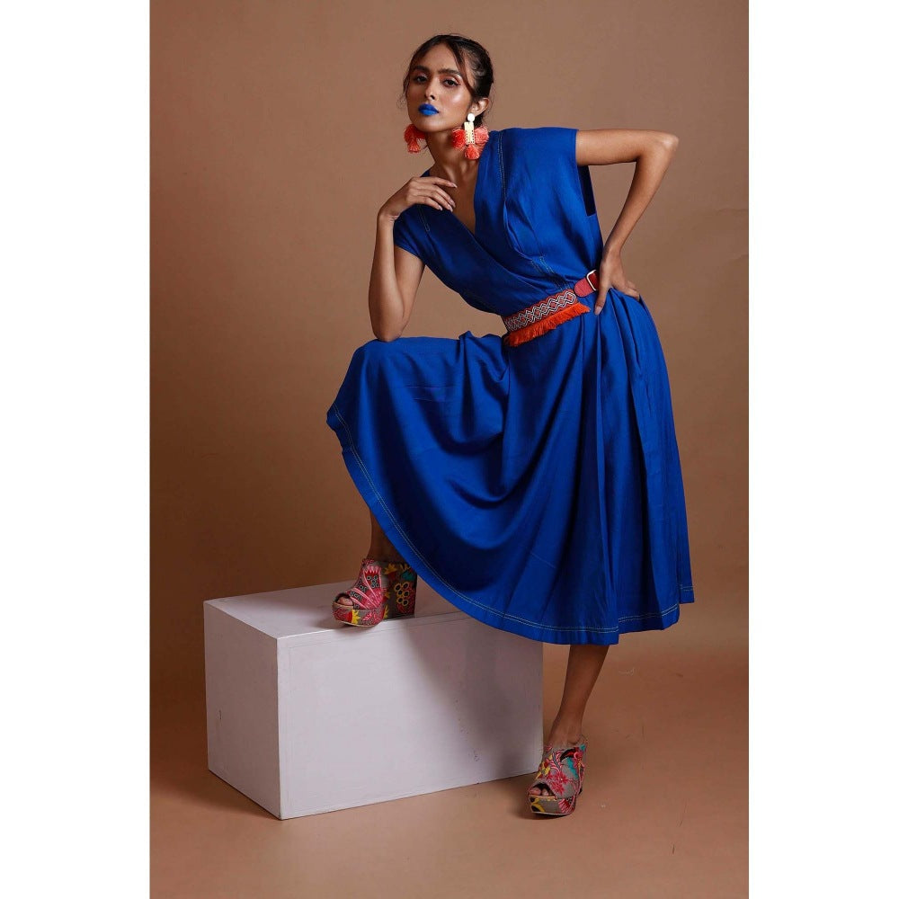 Firki by Sweta Blue Azure Fringe Dress