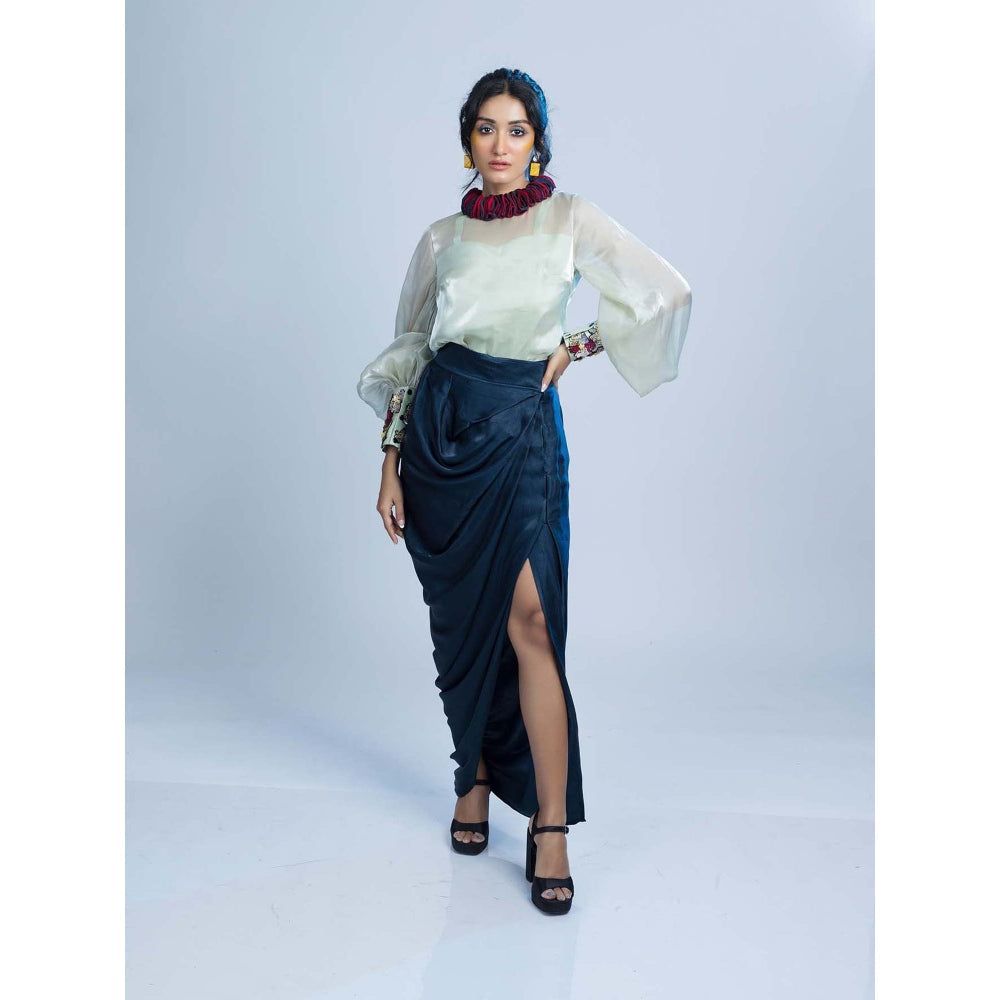 Firki by Sweta Rhapsody Blue Top with Skirt