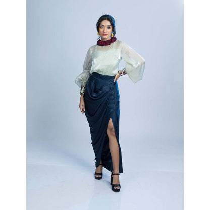 Firki by Sweta Rhapsody Blue Top with Skirt