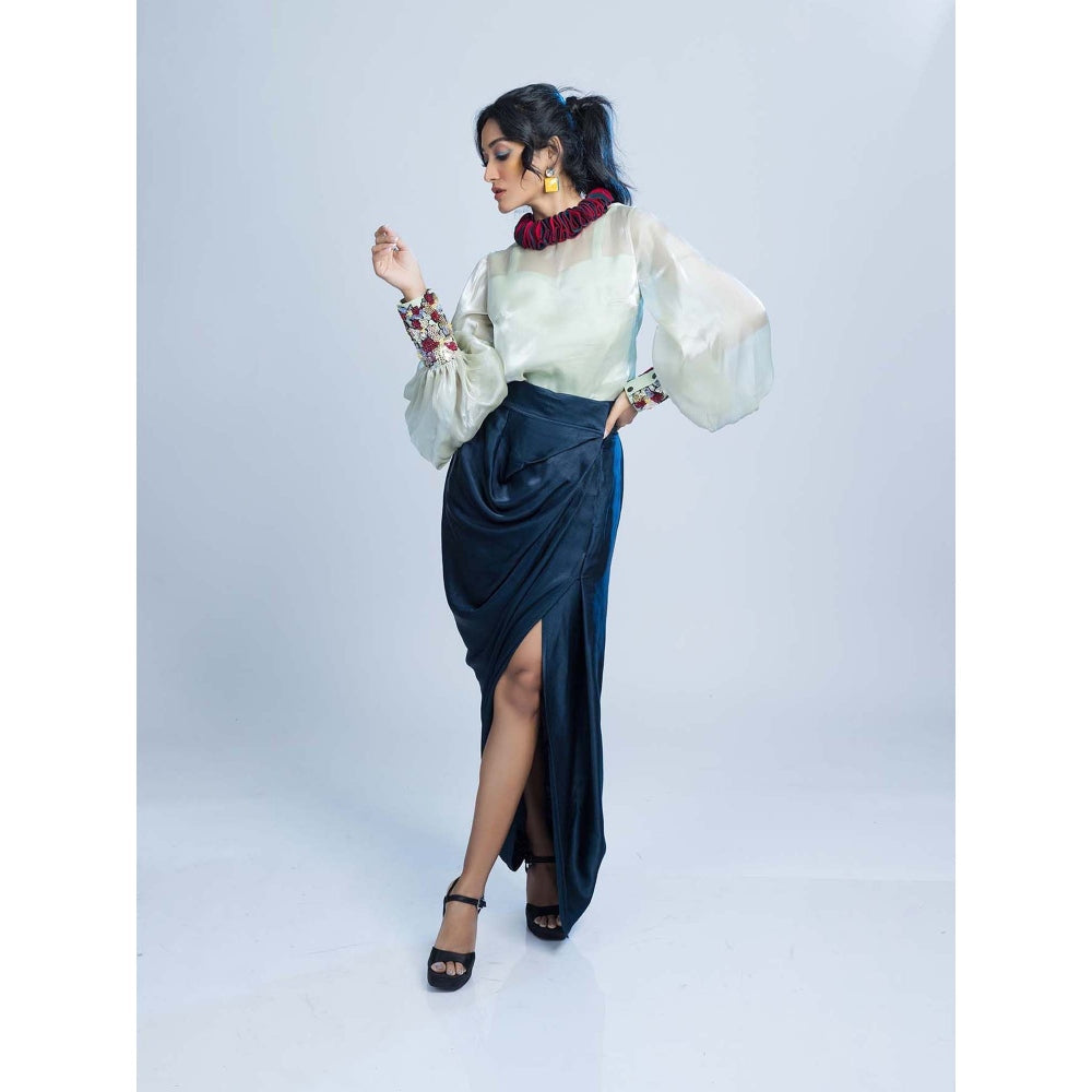 Firki by Sweta Rhapsody Blue Top with Skirt