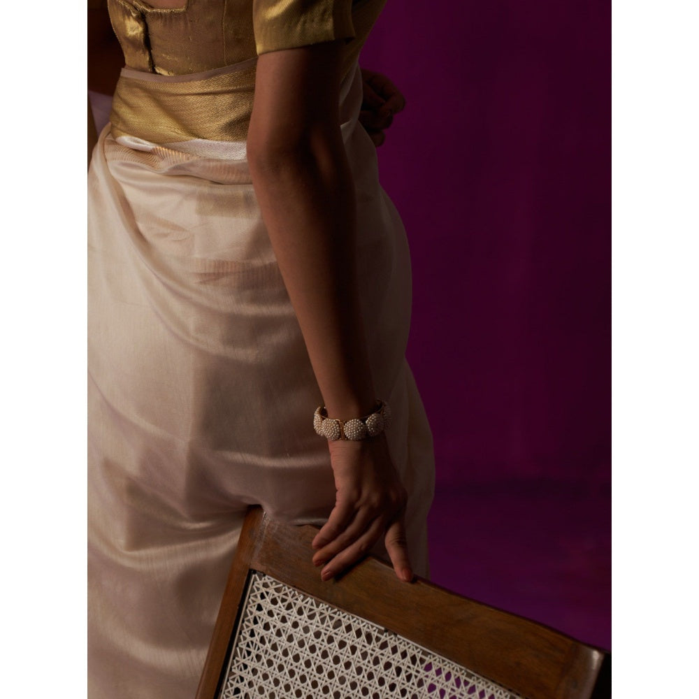 Five Point Five White Woven Amrapali Woven Saree with Unstitched Blouse