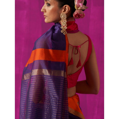 Five Point Five Multi-Colour Stripes Mohini Saree with Unstitched Blouse