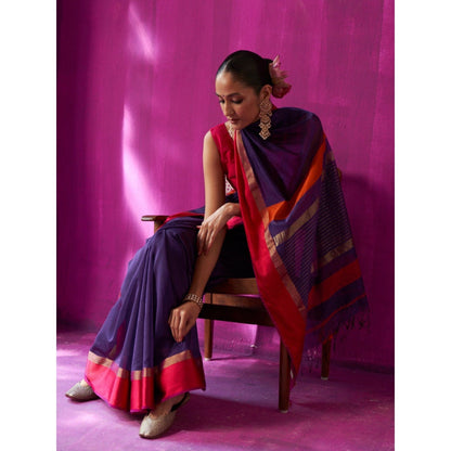 Five Point Five Multi-Colour Stripes Mohini Saree with Unstitched Blouse