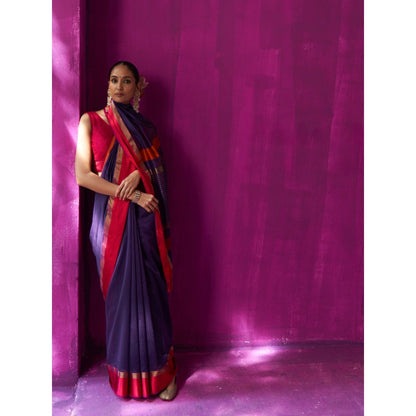 Five Point Five Multi-Colour Stripes Mohini Saree with Unstitched Blouse