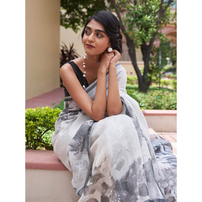 Five Point Five Chandni Floral Saree with Unstitched Blouse