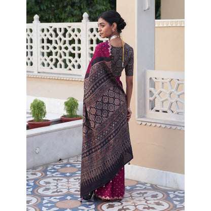 Five Point Five Parinita Purple Saree with Unstitched Blouse