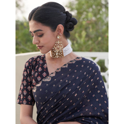 Five Point Five Revati Black Saree with Unstitched Blouse