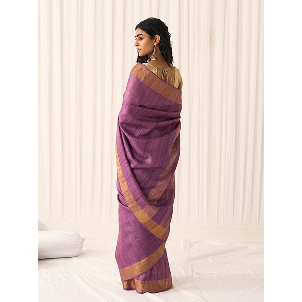Five Point Five Women's Sandhya Purple Woven Saree with Unstitched Blouse