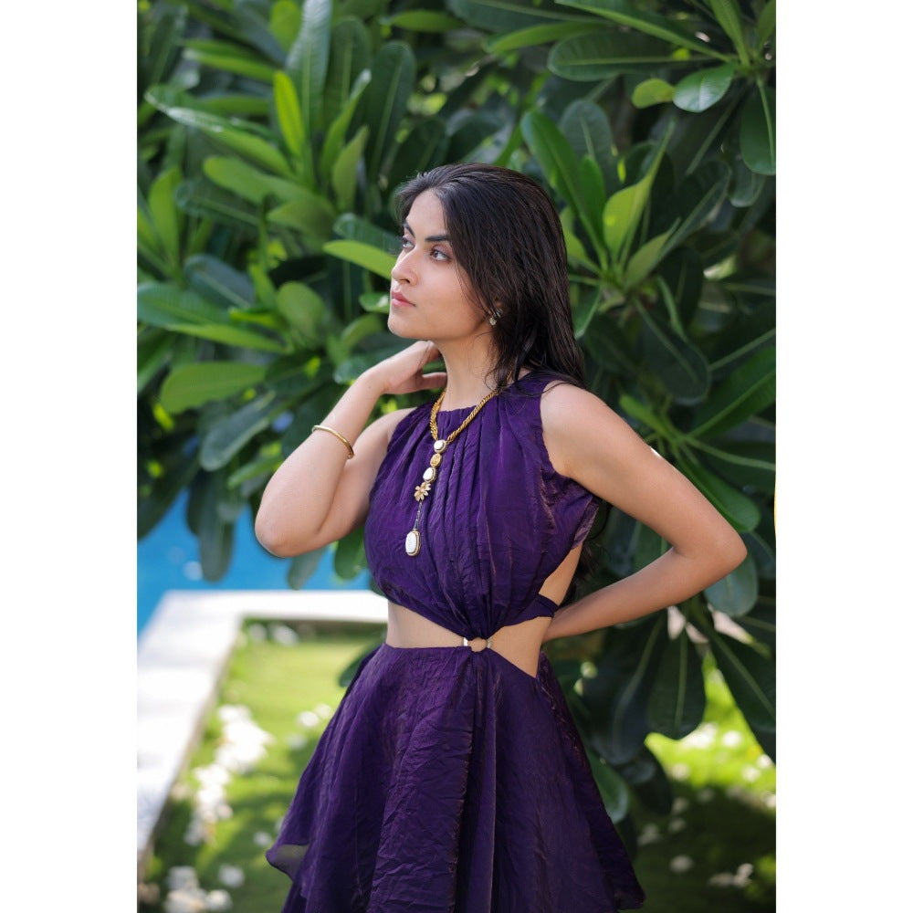 FORAM PATEL Purple Ruffle Maxi Dress