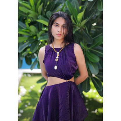 FORAM PATEL Purple Ruffle Maxi Dress