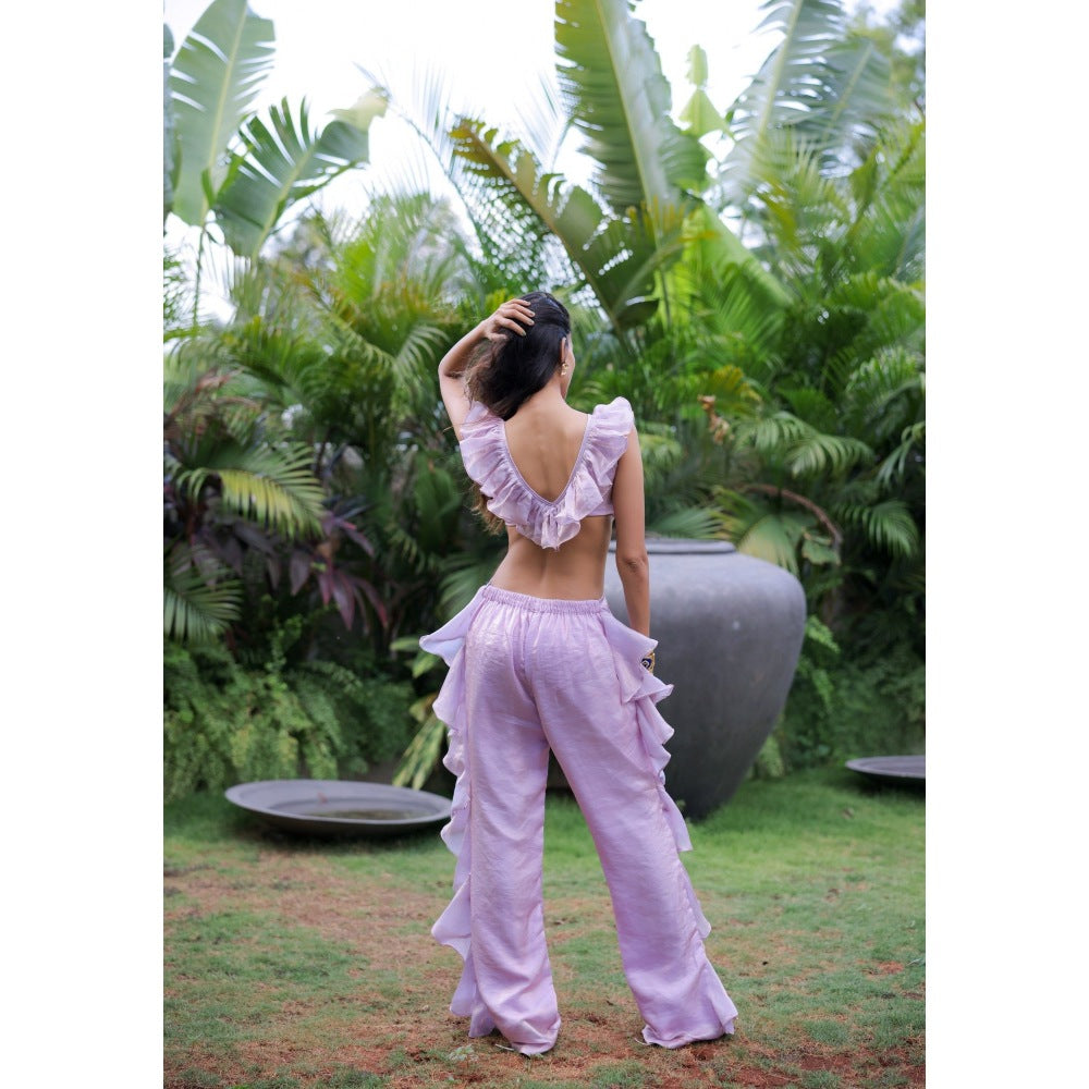 FORAM PATEL Lavender Ruffle Jumpsuit