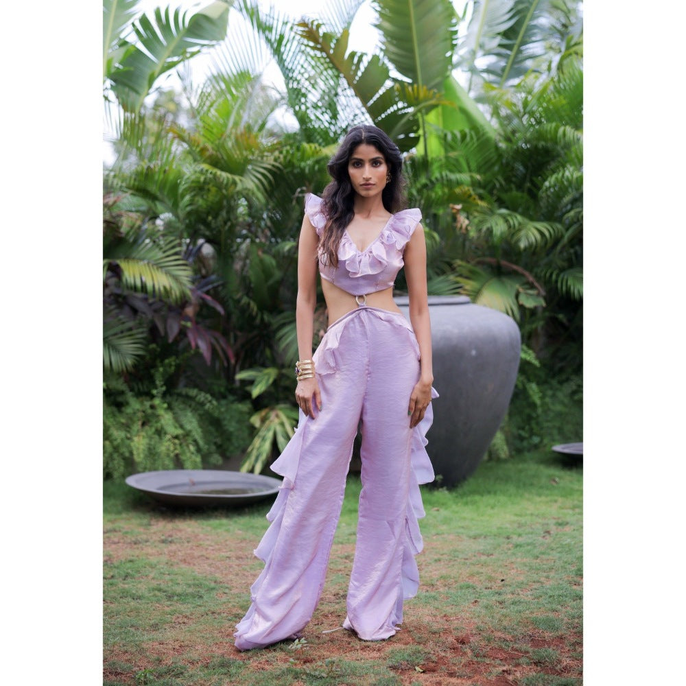 FORAM PATEL Lavender Ruffle Jumpsuit