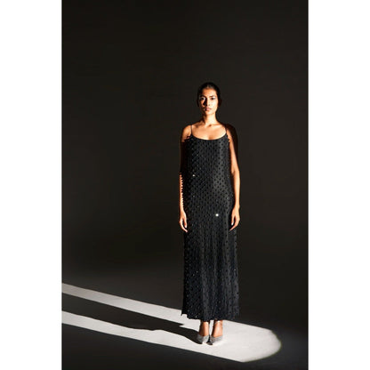 KANGANA TREHAN Black Strappy Dress with Crystals
