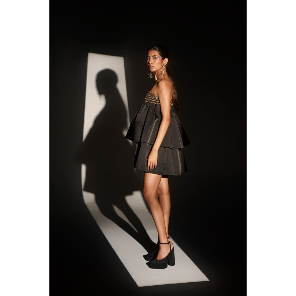 KANGANA TREHAN Black Layered Tube Dress