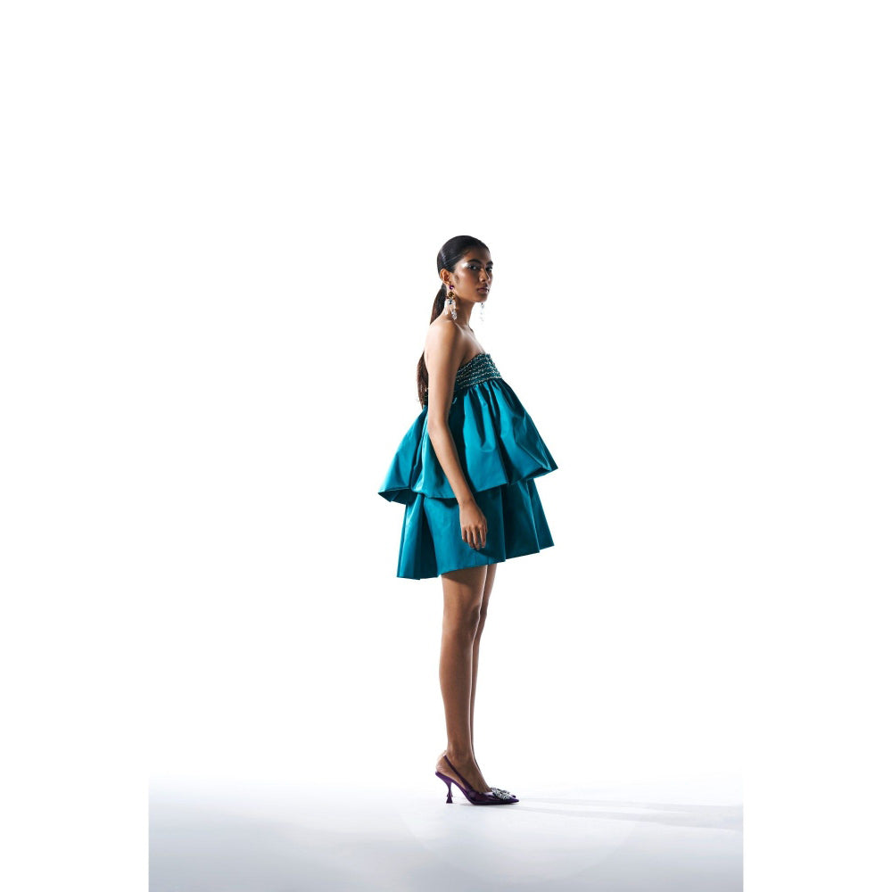 KANGANA TREHAN Blue Layered Tube Dress