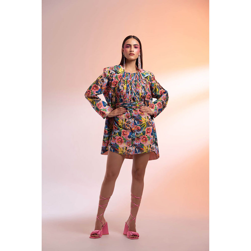 Gazab By Miku Kumar Multi-Colour Paris Mini Dress with Blazer (Set of 2)