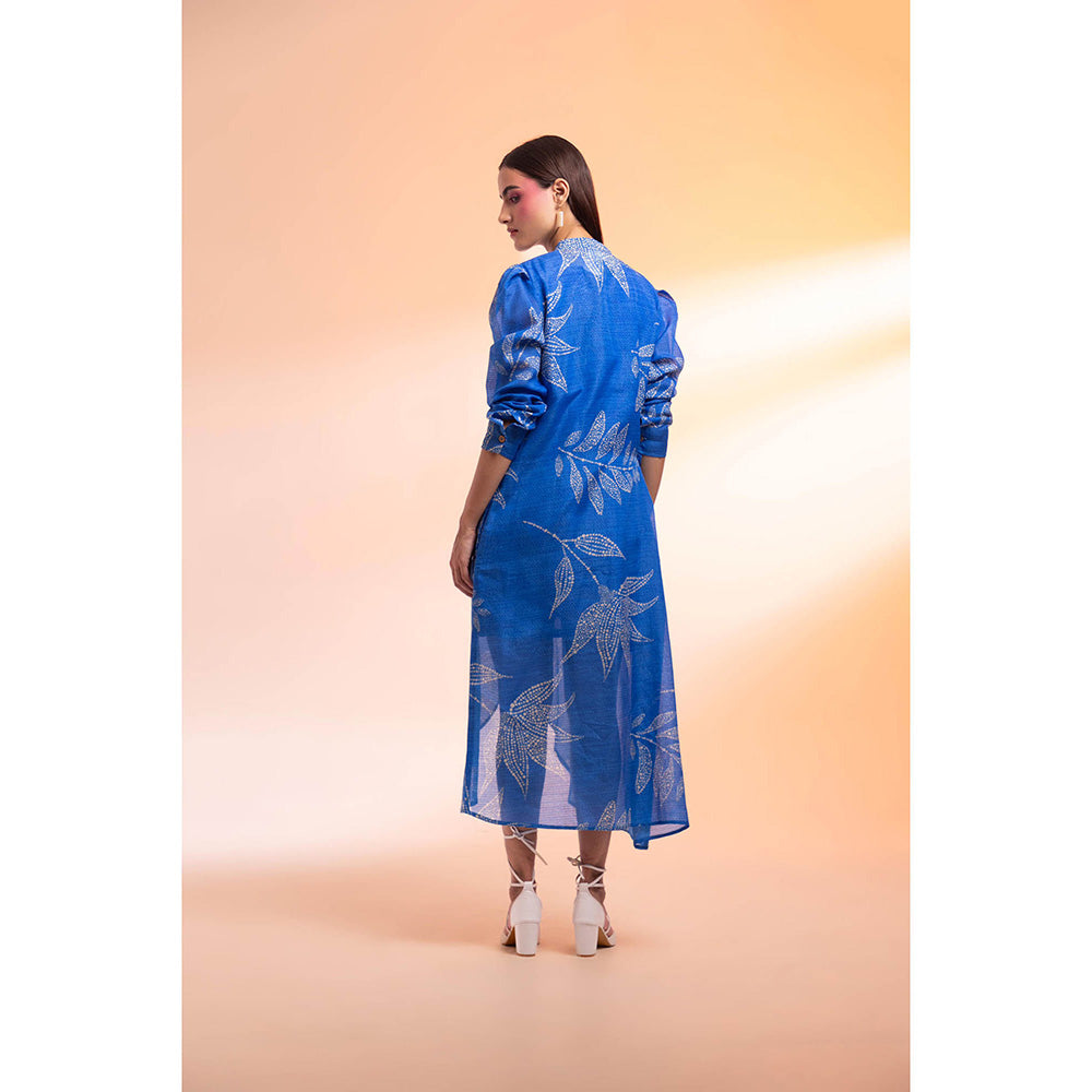 Gazab By Miku Kumar Blue Patron Saint Midi Dress with Inner (Set of 2)