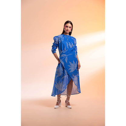 Gazab By Miku Kumar Blue Patron Saint Midi Dress with Inner (Set of 2)