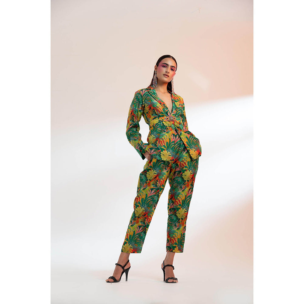 Gazab By Miku Kumar Green The Tuileries Garden Paris Co-Ord (Set of 3)