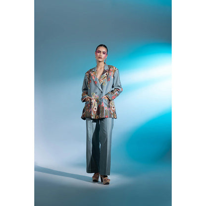 Gazab By Miku Kumar Blue Le Cactus Paris Co-Ord (Set of 2)