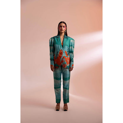 Gazab By Miku Kumar Green The Croton Paris Co-Ord (Set of 3)