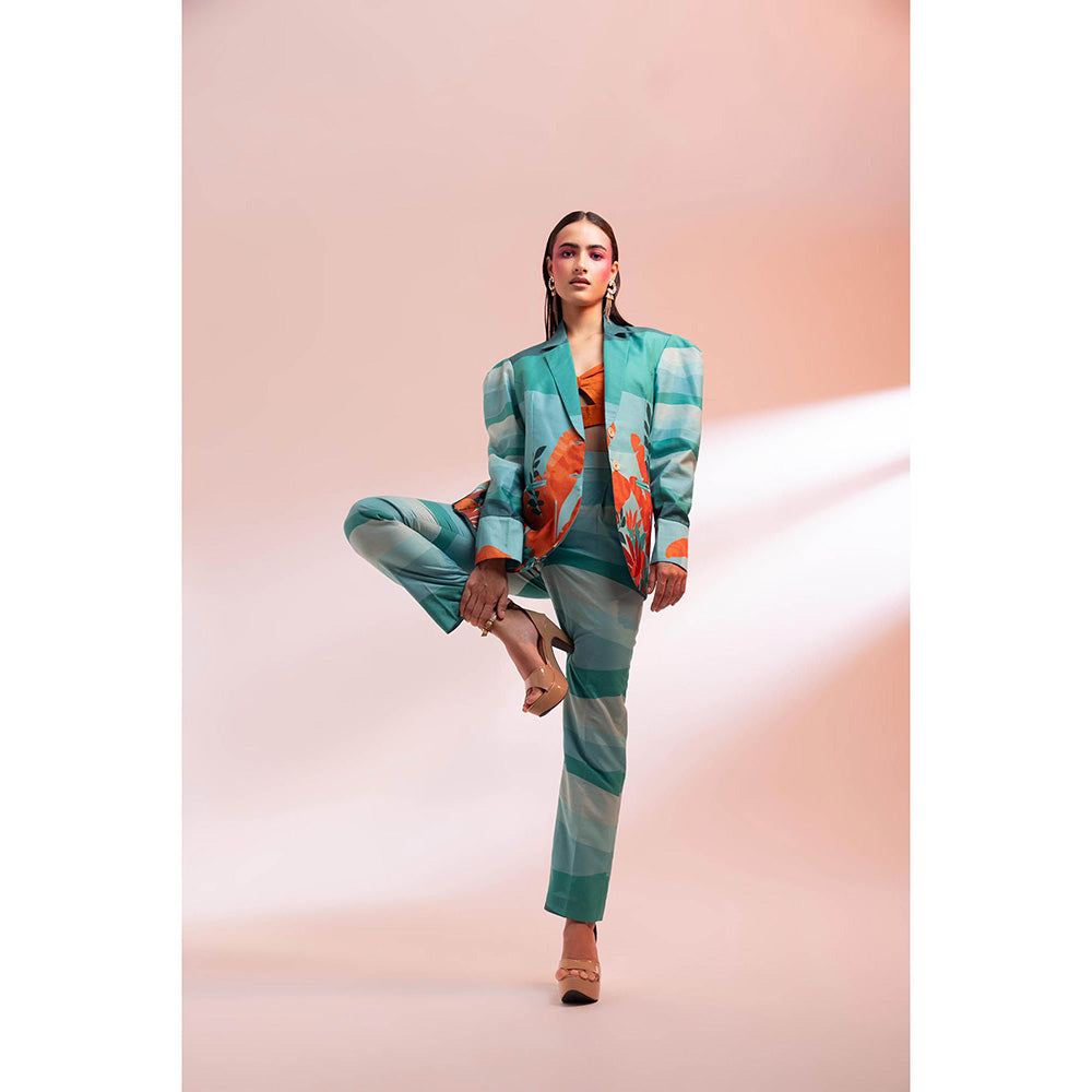 Gazab By Miku Kumar Green The Croton Paris Co-Ord (Set of 3)