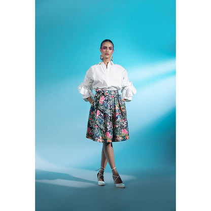 Gazab By Miku Kumar Multi-Colour Amour Paris Skirt with Shirt (Set of 2)