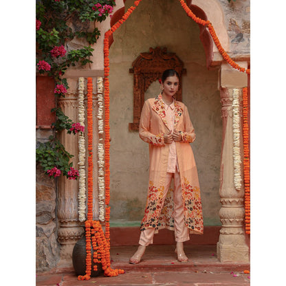 Gazab By Miku Kumar Lila Peach Jacket with Shirt and Pant (Set of 3)