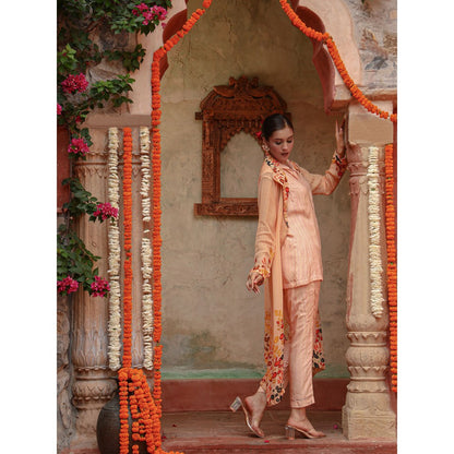 Gazab By Miku Kumar Lila Peach Jacket with Shirt and Pant (Set of 3)