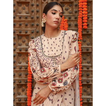 Gazab By Miku Kumar Beige Aurea Drape Saree with Stitched Blouse