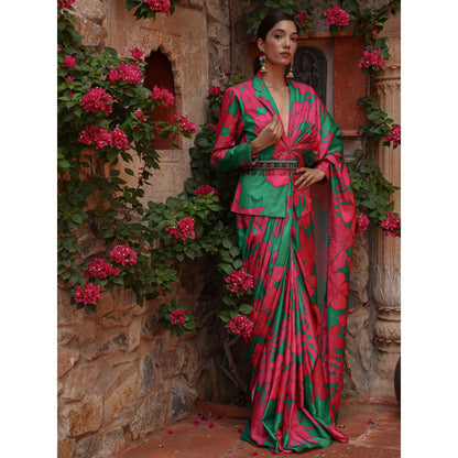 Gazab By Miku Kumar Multi-Colour Daizy Saree with Blazer and Belt