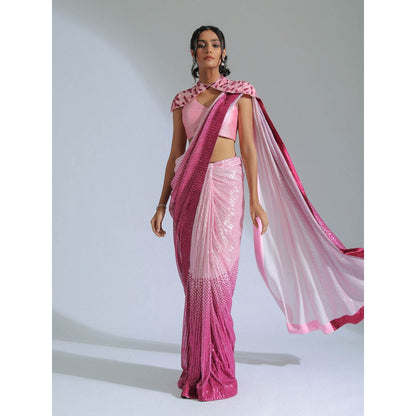 GEE SIN by Geetanjali Singh Ombre Saree Paired & Cape with Stitched Blouse