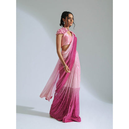 GEE SIN by Geetanjali Singh Ombre Saree Paired & Cape with Stitched Blouse