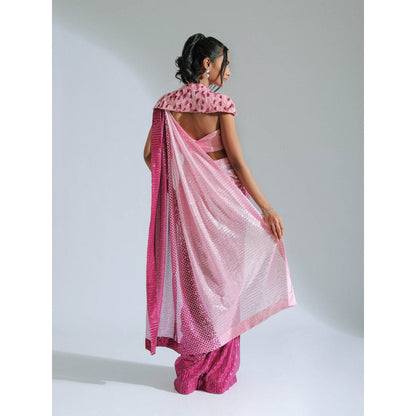 GEE SIN by Geetanjali Singh Ombre Saree Paired & Cape with Stitched Blouse