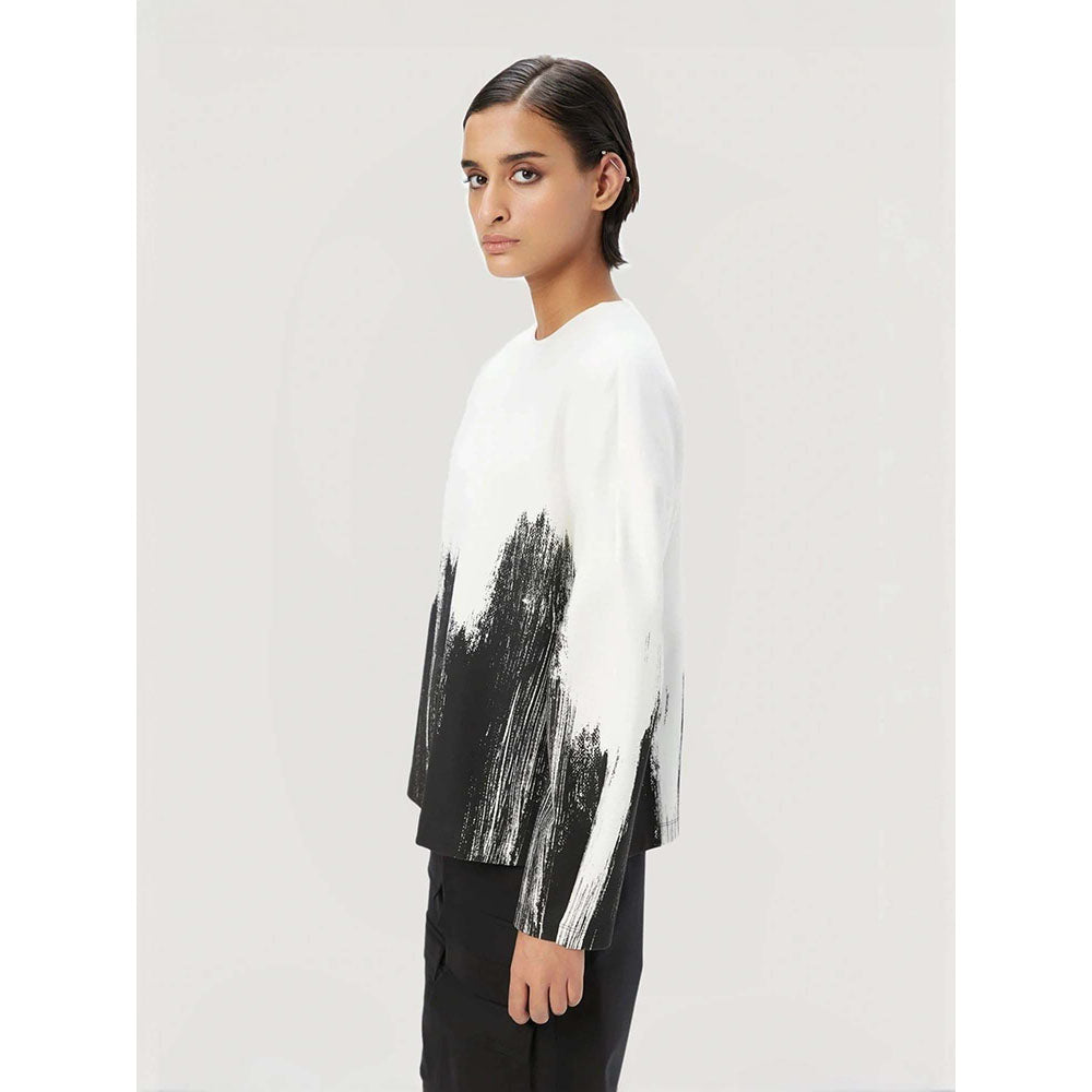 Genes Lecoanet Hemant Women White Cotton Printed White Sweatshirt