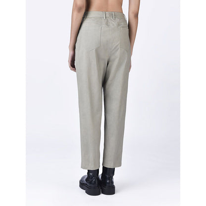Genes Lecoanet Hemant Womens Grey Cotton Mid Rise Trouser