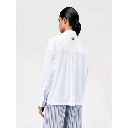 Genes Lecoanet Hemant Women White Cotton Fruit Embroidered Shirt