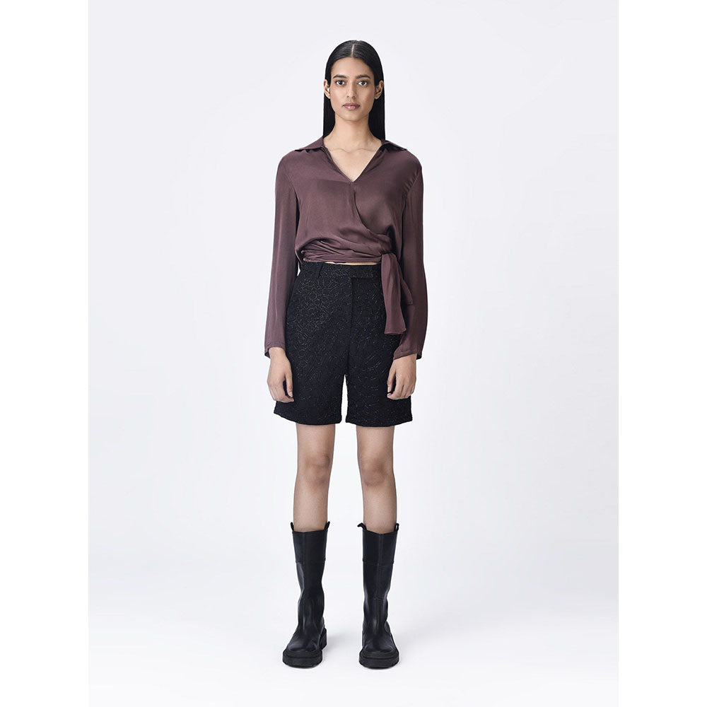 Genes Lecoanet Hemant Women Brown Tie-Knot Regular Fit Shirt