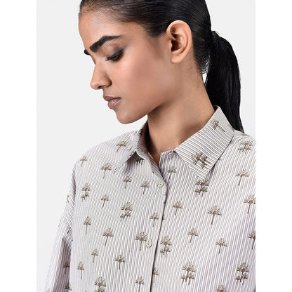 Genes Lecoanet Hemant Women Palm Stripe Easy Fit Shirt