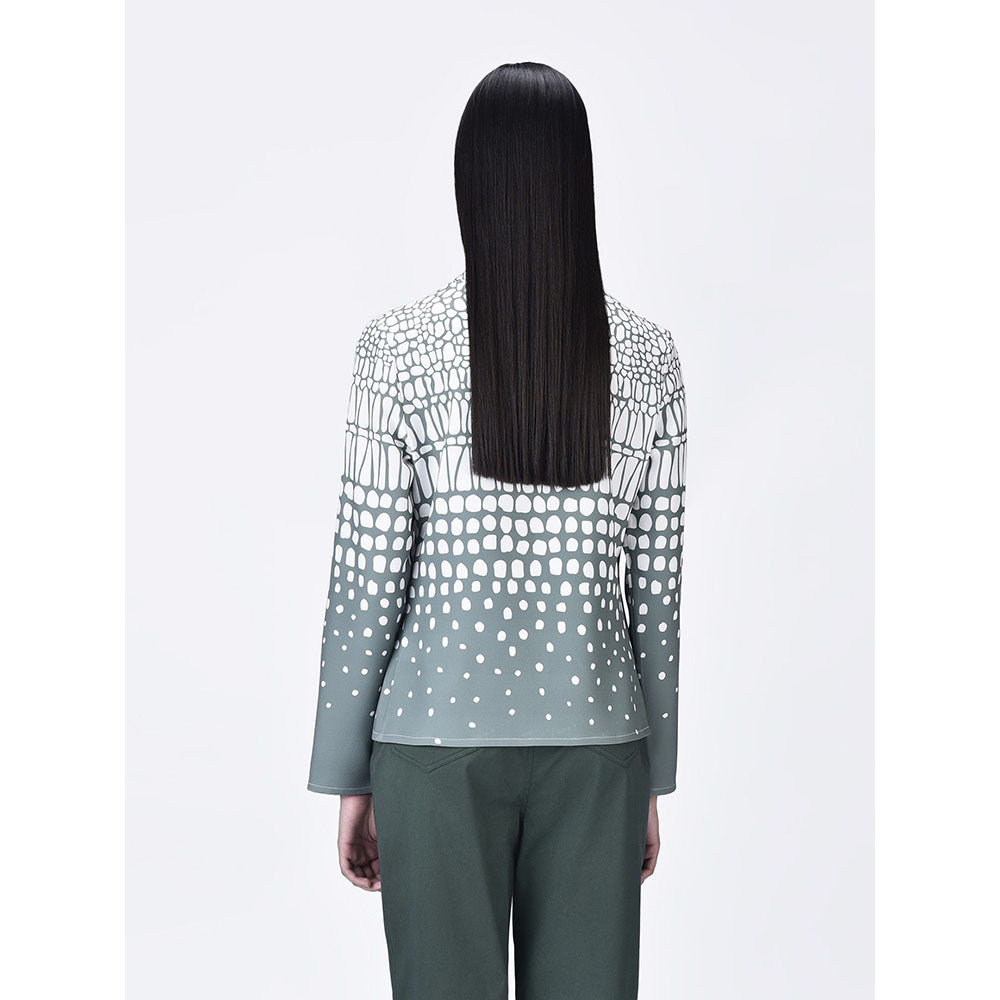 Genes Lecoanet Hemant Women High Neck Grey Printed Top